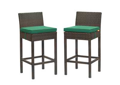 Image for Brown Green Conduit Bar Stool Outdoor Patio Wicker Rattan [Set of 2]