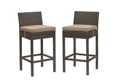 Image for Brown Mocha Conduit Bar Stool Outdoor Patio Wicker Rattan [Set of 2]