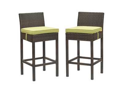 Image for Brown Peridot Conduit Bar Stool Outdoor Patio Wicker Rattan [Set of 2]