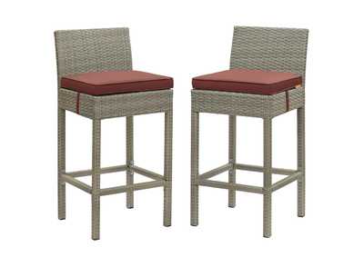 Image for Light Gray Currant Conduit Bar Stool Outdoor Patio Wicker Rattan [Set of 2]