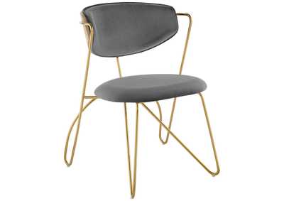 Image for Gold Gray Prevail Gold Stainless Steel Dining and Accent Performance Velvet Chair