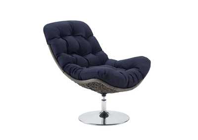 Image for Light Gray Navy Brighton Wicker Rattan Outdoor Patio Swivel Lounge Chair