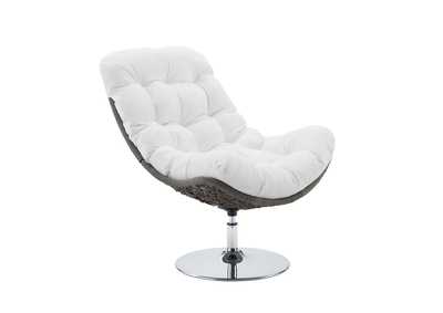 Image for Light Gray White Brighton Wicker Rattan Outdoor Patio Swivel Lounge Chair