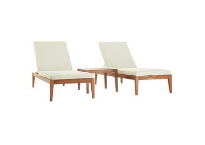 Image for Natural White Northlake 3 Piece Outdoor Patio Premium Grade A Teak Wood Set