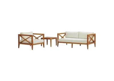 Image for Natural White Northlake 3 Piece Outdoor Patio Premium Grade A Teak Wood Set