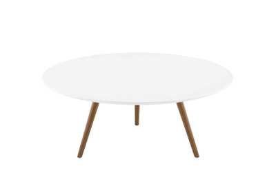 Image for Walnut White Lippa 36" Round Wood Top Coffee Table with Tripod Base