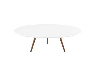Image for Walnut White Lippa 47" Round Wood Top Coffee Table with Tripod Base