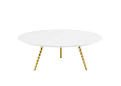 Image for Gold White Lippa 40" Round Wood Top Coffee Table with Tripod Base