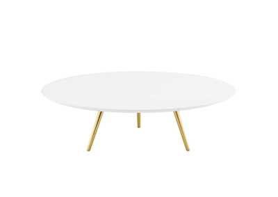 Image for Gold White Lippa 47" Round Wood Top Coffee Table with Tripod Base