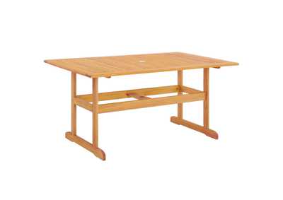 Image for Natural Hatteras 59" Rectangle Outdoor Patio Eucalyptus Wood Dining Table