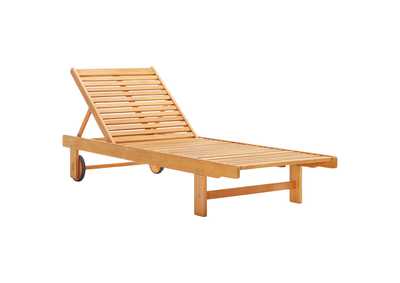 Image for Natural Hatteras Outdoor Patio Eucalyptus Wood Chaise Lounge Chair