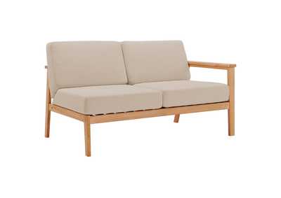 Image for Natural Taupe Sedona Outdoor Patio Eucalyptus Wood Right-Facing Loveseat