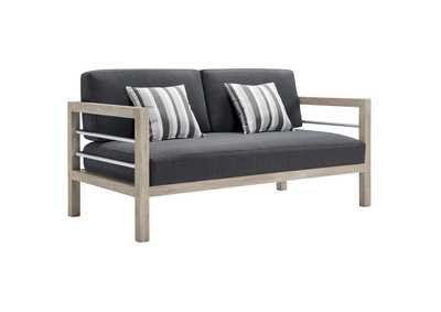 Image for Light Gray Wiscasset Outdoor Patio Acacia Wood Loveseat