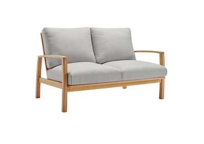 Image for Natural Light Gray Orlean Outdoor Patio Eucalyptus Wood Loveseat
