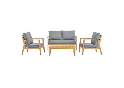 Image for Natural Gray Syracuse Outdoor Patio Upholstered 4 Piece Furniture Set