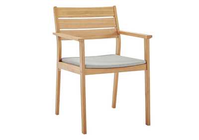 Image for Natural Taupe Viewscape Outdoor Patio Ash Wood Arm Dining Chair