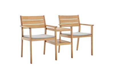 Image for Natural Taupe Viewscape Outdoor Patio Ash Wood Jack and Jill Chair Set