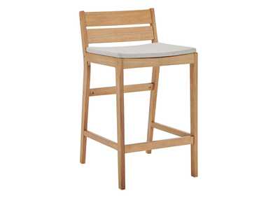 Image for Natural Taupe Riverlake Outdoor Patio Ash Wood Counter Stool
