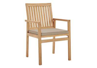 Image for Natural Taupe Farmstay Outdoor Patio Teak Wood Arm Dining Chair