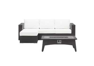 Image for Espresso White Convene 3 Piece Set Outdoor Patio with Fire Pit