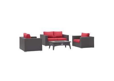 Image for Espresso Red Convene 4 Piece Set Outdoor Patio with Fire Pit