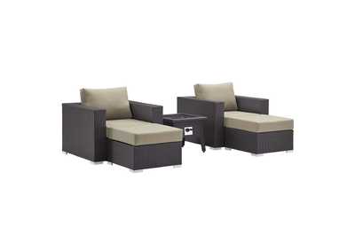 Image for Espresso Beige Convene 5 Piece Set Outdoor Patio with Fire Pit