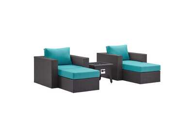 Image for Espresso Turquois Convene 5 Piece Set Outdoor Patio with Fire Pit