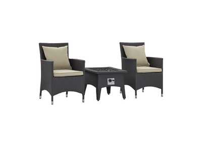 Image for Espresso Beige Convene 3 Piece Set Outdoor Patio with Fire Pit