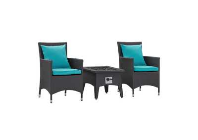 Image for Espresso Turquoise Convene 3 Piece Set Outdoor Patio with Fire Pit