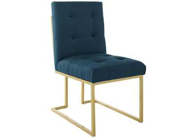 Image for Gold Azure Privy Gold Stainless Steel Upholstered Fabric Dining Accent Chair