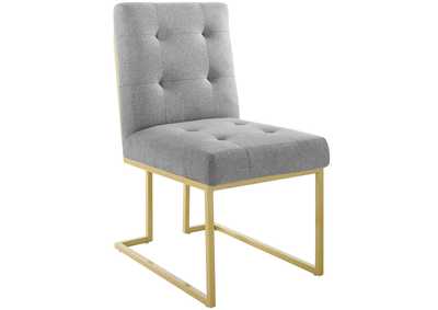 Image for Gold Light Gray Privy Gold Stainless Steel Upholstered Fabric Dining Accent Chair