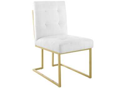 Image for Gold White Privy Gold Stainless Steel Upholstered Fabric Dining Accent Chair