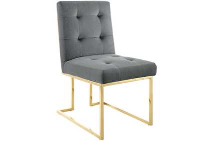 Image for Gold Charcoal Privy Gold Stainless Steel Performance Velvet Dining Chair