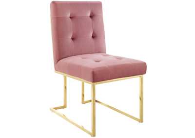 Image for Gold Dusty Rose Privy Gold Stainless Steel Performance Velvet Dining Chair