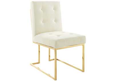Image for Gold Ivory Privy Gold Stainless Steel Performance Velvet Dining Chair