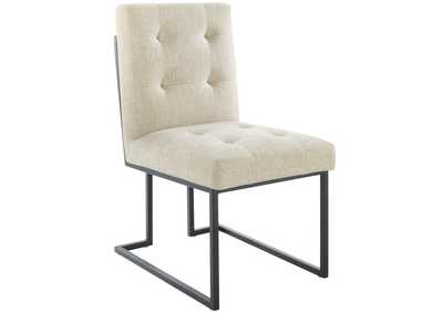 Image for Black Beige Privy Black Stainless Steel Upholstered Fabric Dining Chair