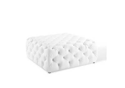 Image for White Amour Tufted Button Large Square Faux Leather Ottoman