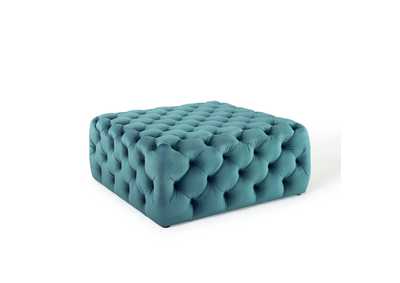 Image for Sea Blue Amour Tufted Button Large Square Performance Velvet Ottoman