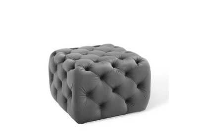 Image for Gray Amour Tufted Button Square Performance Velvet Ottoman