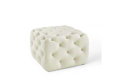 Image for Ivory Amour Tufted Button Square Performance Velvet Ottoman