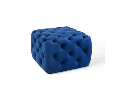 Image for Navy Amour Tufted Button Square Performance Velvet Ottoman