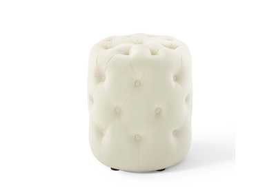 Image for Ivory Amour Tufted Button Round Performance Velvet Ottoman