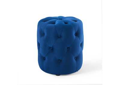 Image for Navy Amour Tufted Button Round Performance Velvet Ottoman