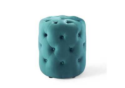 Image for Sea Blue Amour Tufted Button Round Performance Velvet Ottoman
