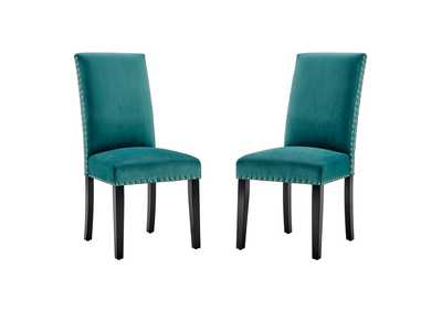 Image for Teal Parcel Performance Velvet Dining Side Chairs - [Set of 2]