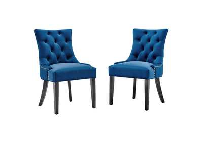 Image for Navy Regent Tufted Performance Velvet Dining Side Chairs - [Set of 2]