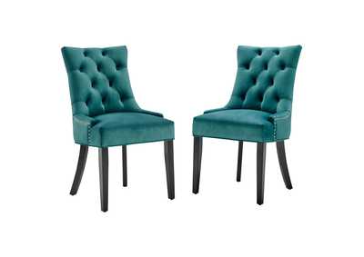 Image for Teal Regent Tufted Performance Velvet Dining Side Chairs - [Set of 2]