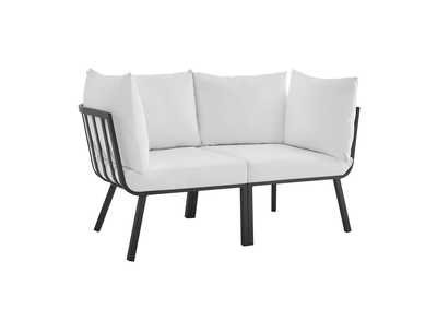 Image for Gray White Riverside 2 Piece Outdoor Patio Aluminum Sectional Sofa Set