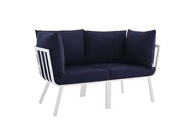 Image for White Navy Riverside 2 Piece Outdoor Patio Aluminum Sectional Sofa Set