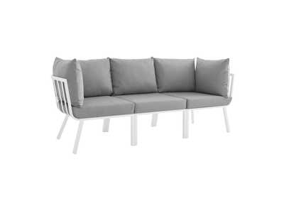 Image for White Gray Riverside 3 Piece Outdoor Patio Aluminum Sectional Sofa Set